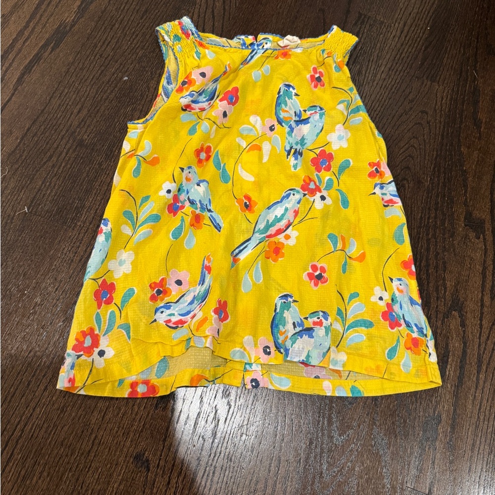Mini Boden Girls 11 - 12 Sleeveless Top with Bird and Floral Print